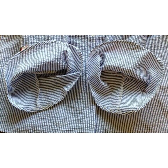 Divided Top 4 Button Up Striped Floral Coastal - Picture 10 of 14